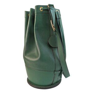 Hermes Vintage Standy Bucket Bag Green Vert Clair Courchevel Leather RARE